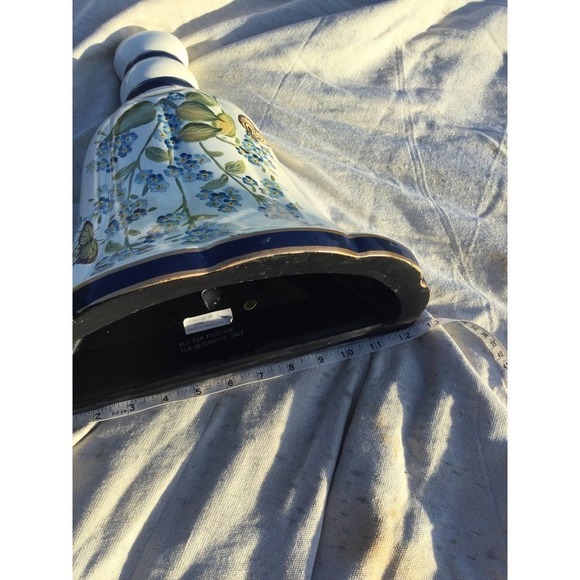 Ceramic wall pocket floral butterfly 14” blue white farmhouse cottagecore garden - Picture 9 of 12